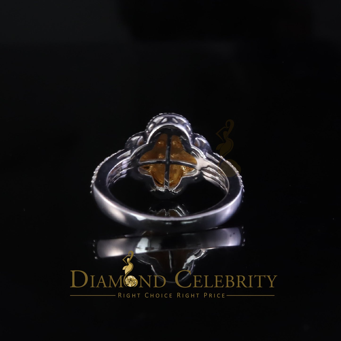 DiamondCelebritees 1.25ct VVS D Silver Moissanite Clover Shape Women's 925 Silver White Ring Size 7