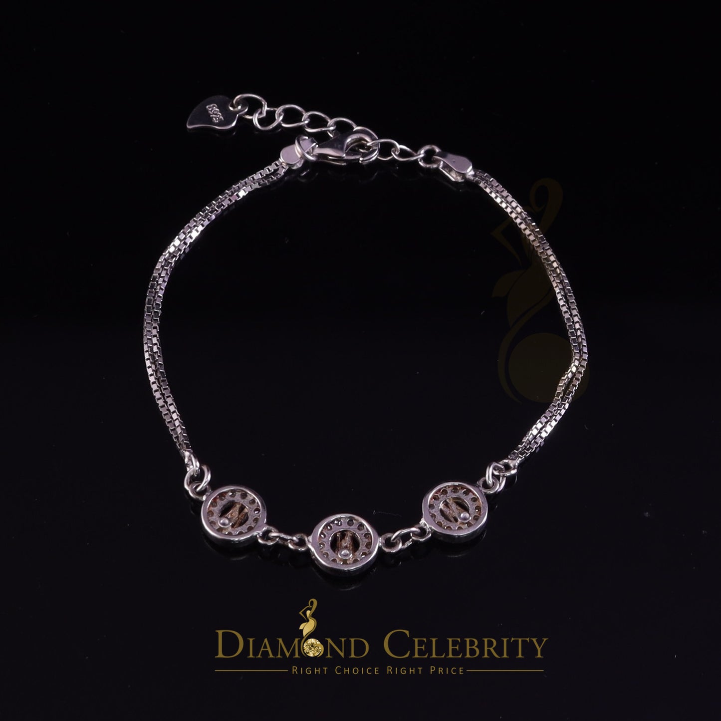 Diamondcelebritees Alphabet W in White Sterling Silver Ladies Bracelet Cubic Zirconia Size 7 Inch