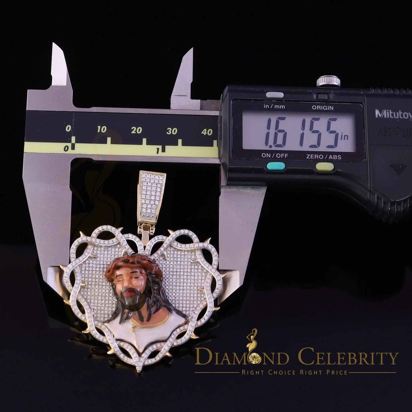 Diamondcelebritees Jesus 925 Silver 2.00ct Moissanite Yellow 1.60inches Jesus Love Charm Pendant