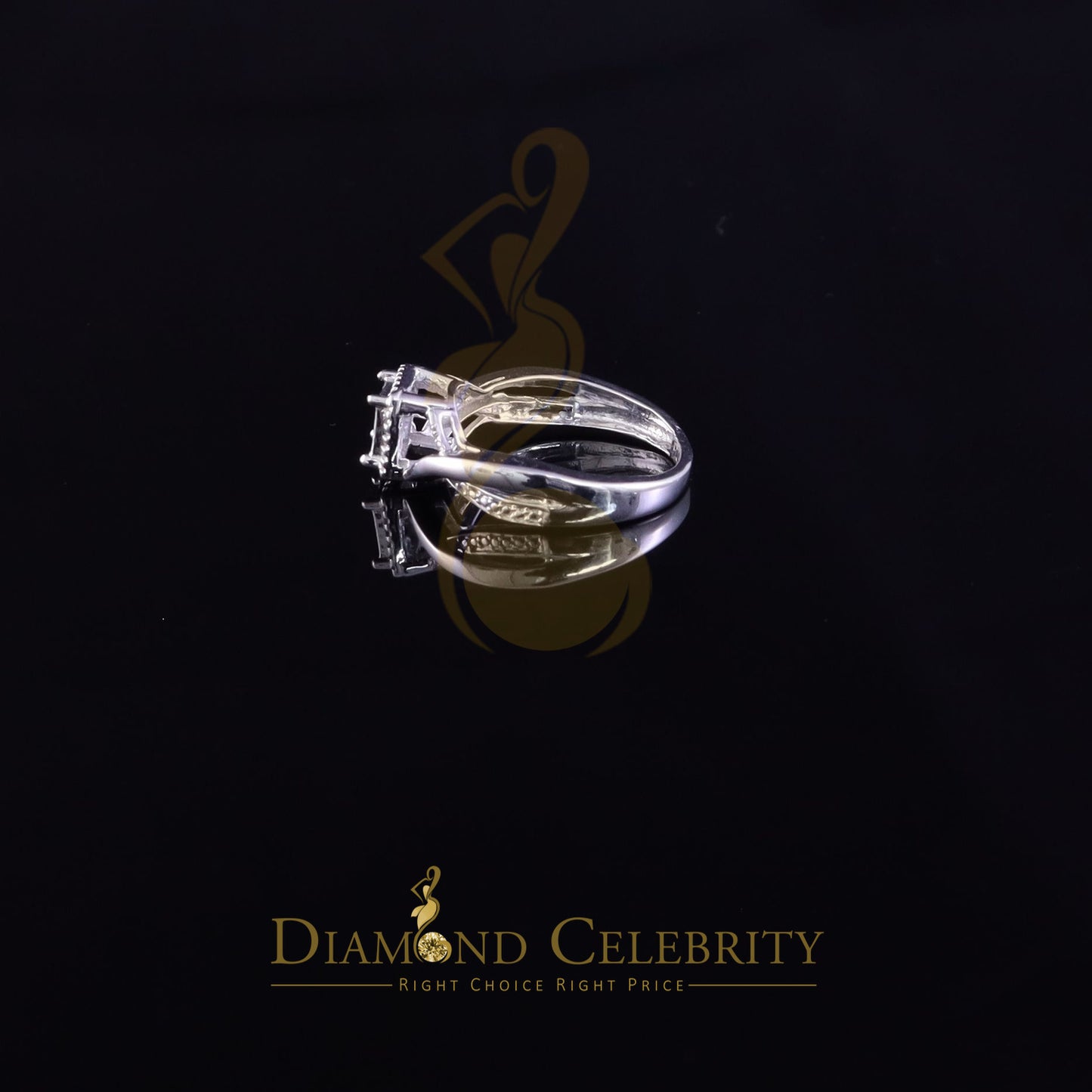 DiamondCelebritees 0.10CT Real Diamond 925 White Silver Womens Square Engagement Ring Size 6.5
