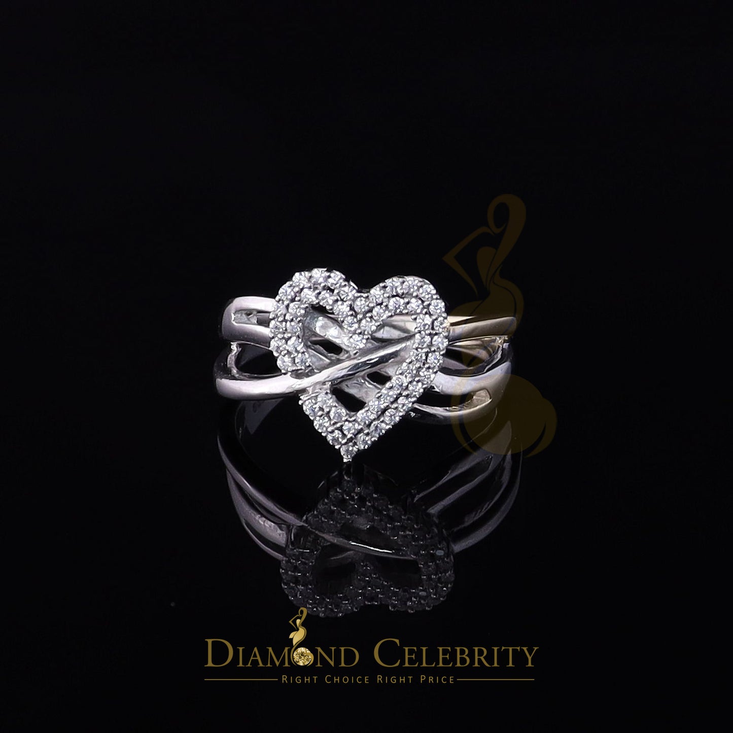 DiamondCelebritees 925 Silver 0.52ct Shiny Cubic Zirconia White Heart Engagement Womens Ring Size 7