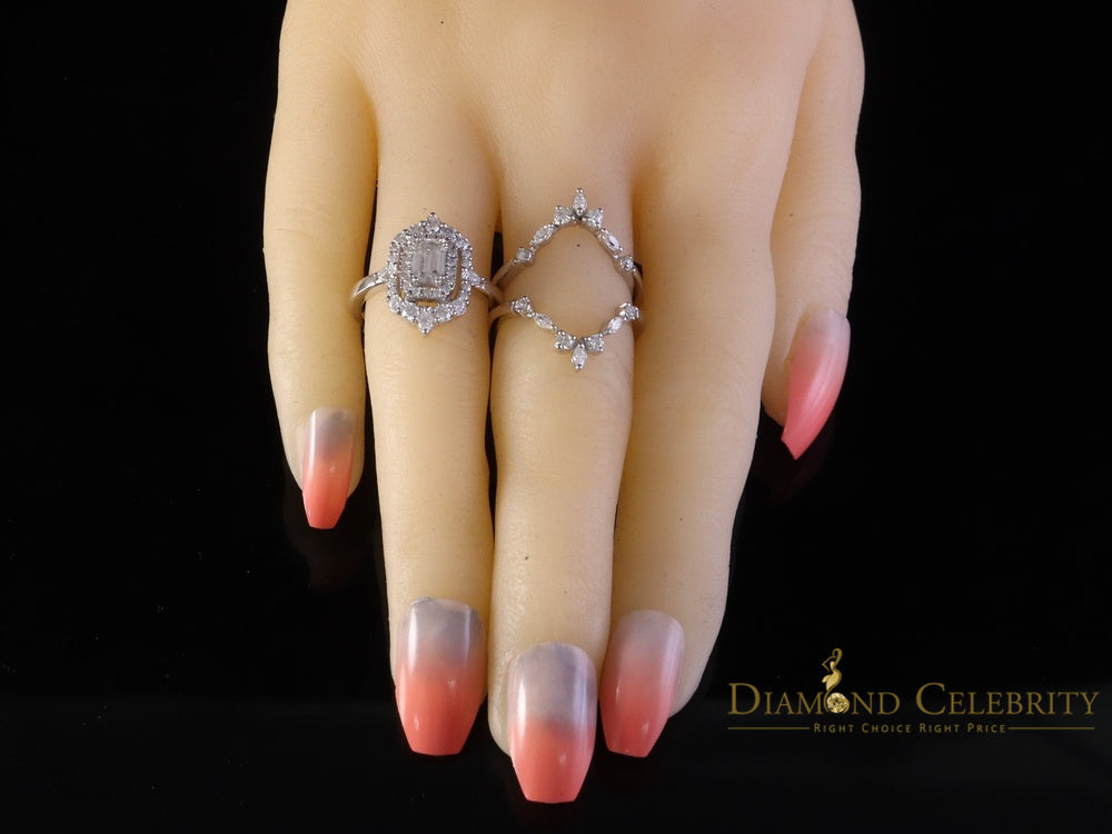 DiamondCelebritees 925 White Silver Solitaire Enhancer Guard Wrap Ring 2.00ct Moissanite Size 7