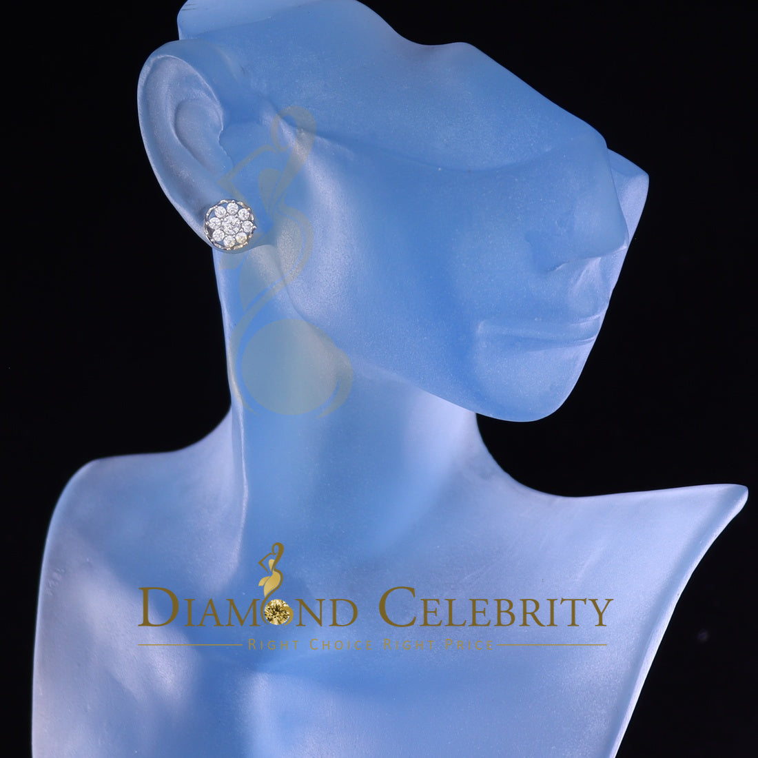 DiamondCelebritees 925 White Silver Sterling 1.34ct Cubic Zirconia Hip Hop Floral Women's Earrings