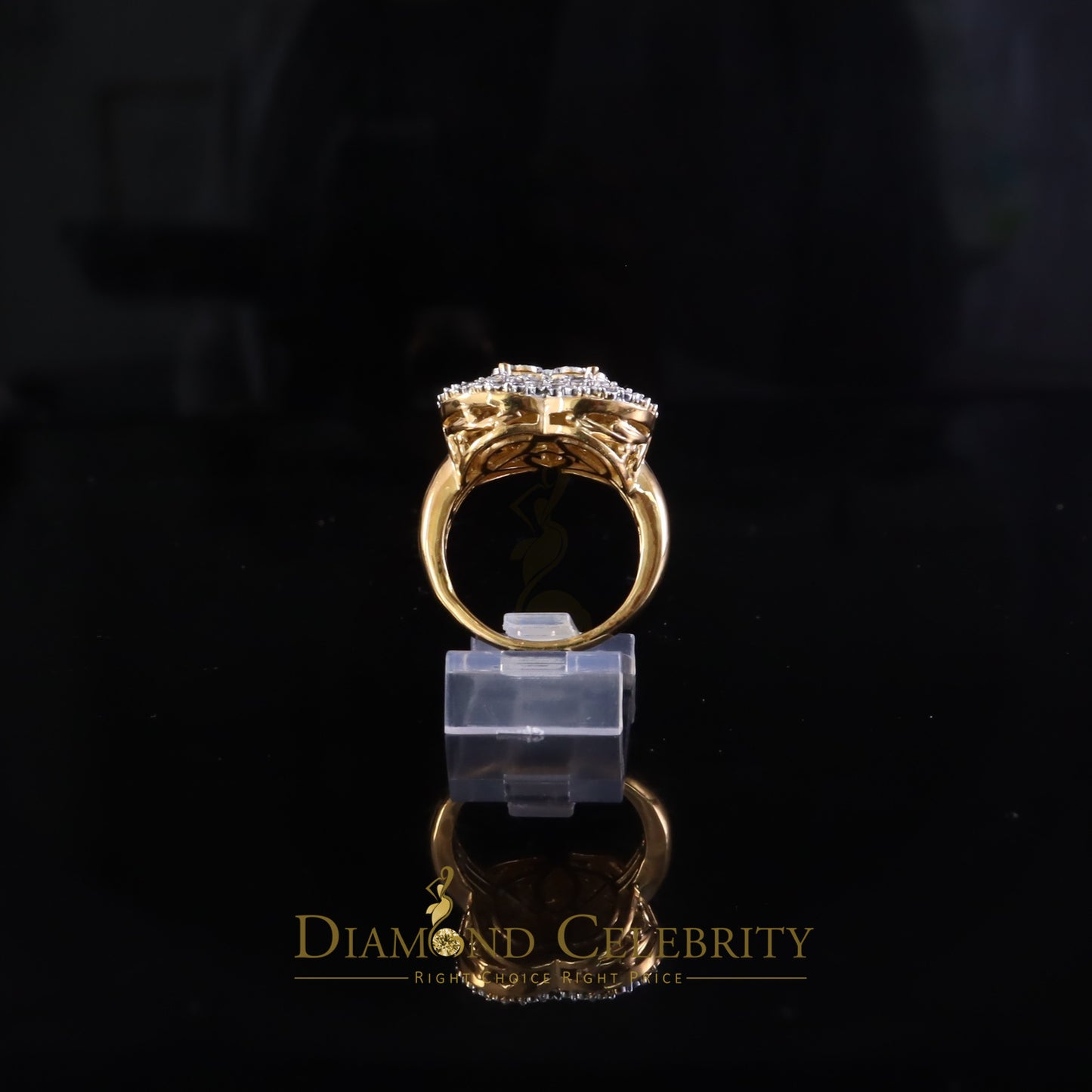 DiamondCelebritees New Yellow Double Heart Real Diamond 0.33ct 925 Sterling Silver Womens Ring SZ 8