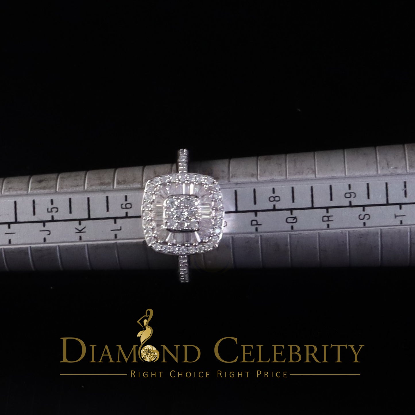 DiamondCelebritees Square 925 White Silver 1.00ct VVS 'D' Baguette Moissanite Rings Womens Size 7
