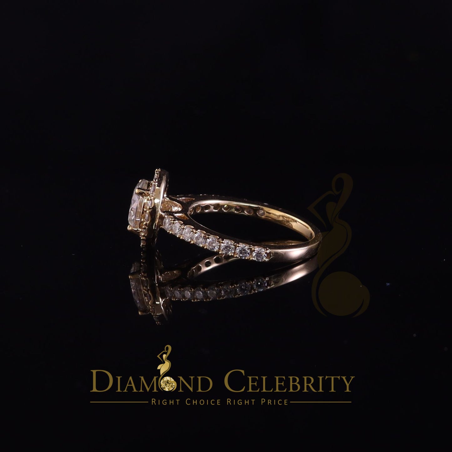 King Of Blings 10K Yellow Gold 3.00CT VVS' 'FL' D clr Round Moissonite Womens Ring S/7