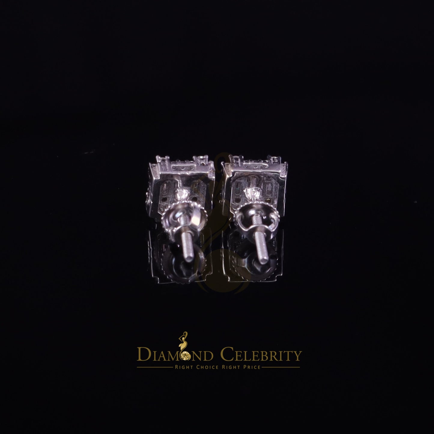 Diamondcelebritees Men's/Women's 925 Silver White 0.50ct VVS 'D' Moissanite Baguette Stud Earrings