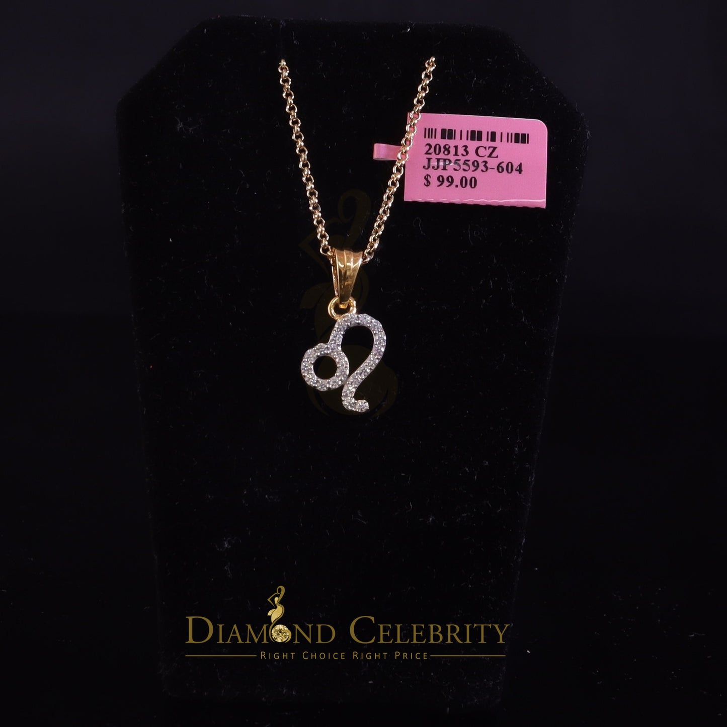 DiamondCelebritees 0.55ct Cubic Zirconia Yellow Silver LEO-AUGUST Month Men's & Women's Pendant