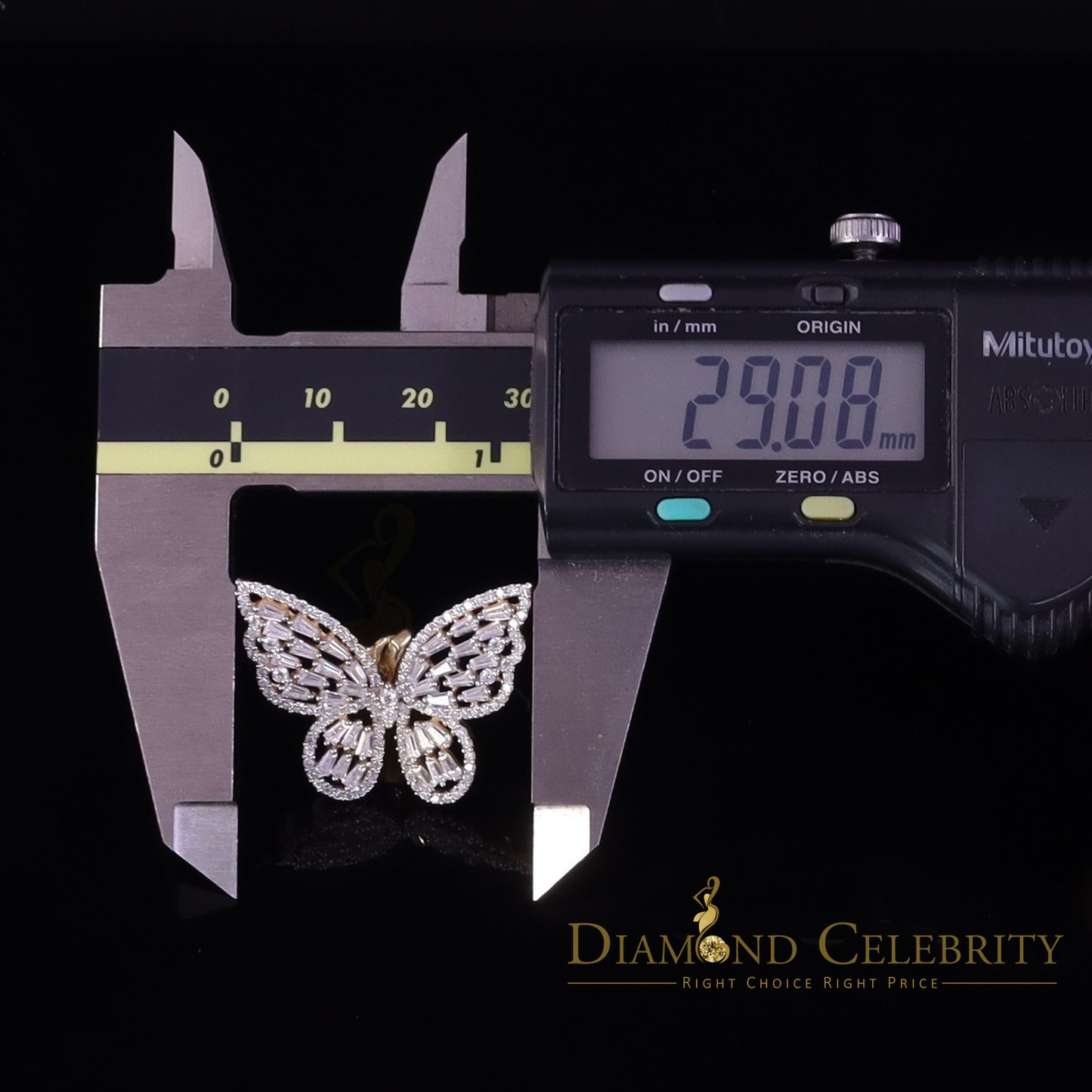 Diamondcelebritees Butterfly Pendant Men's/Womens 925 Silver Yellow 1.75ct VVS 'D' Moissanite