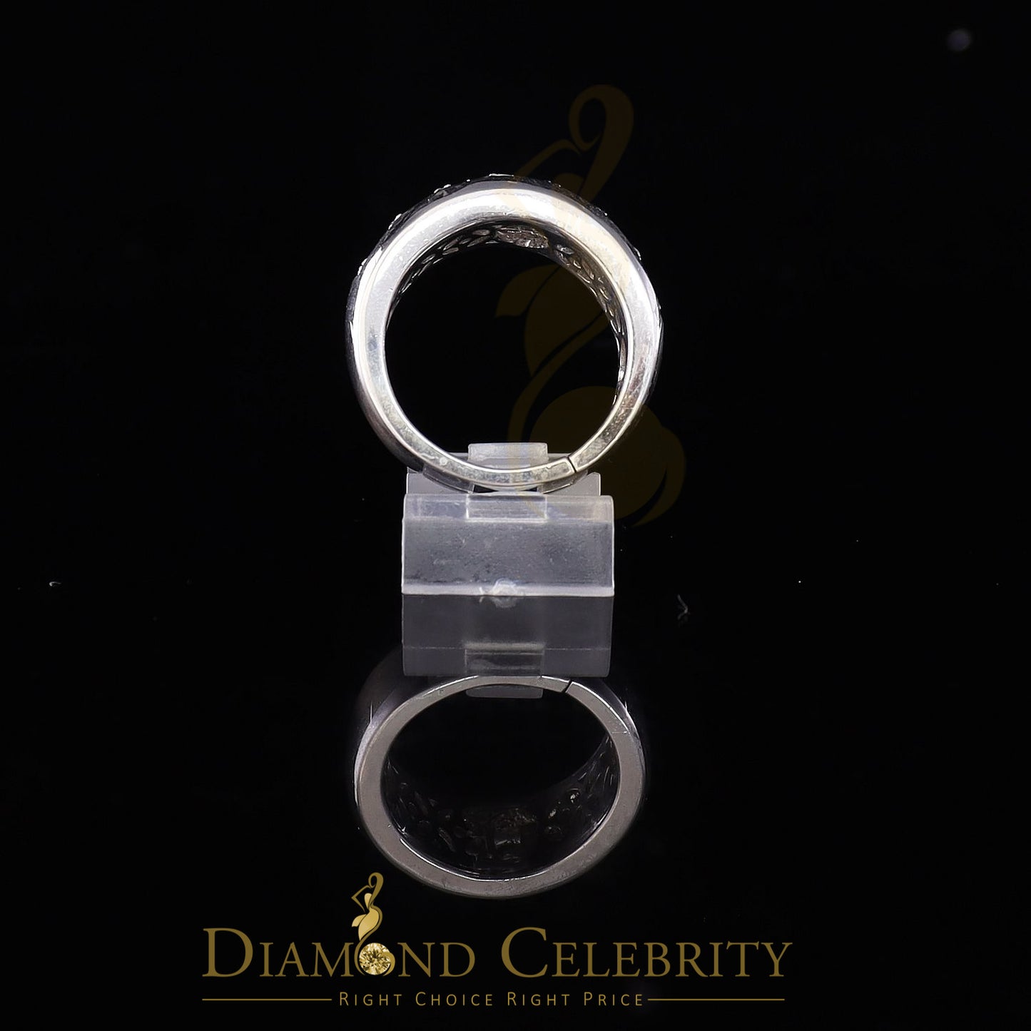 DiamondCelebritees Men's 3.0ct Cubic Zirconia white Silver Round Adjustable Ring From SZ 8 to 10