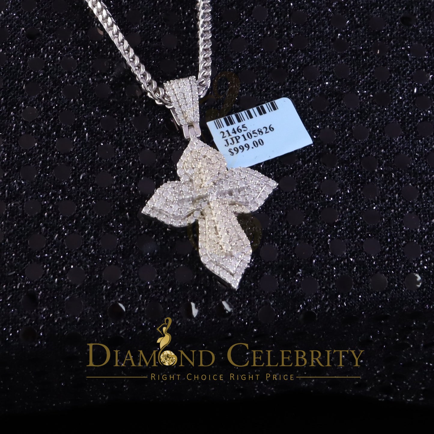 Diamondcelebritees 3.0ct VVS D Moissanite White Silver Charm Cross Floury Pendant Men's & Women's