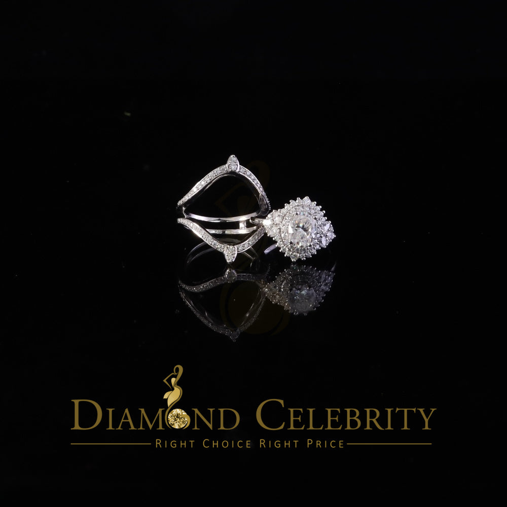 DiamondCelebritees 925 White Silver Moissanite 3.0ct Solitaire Enhancer Guard Wrap Ring Insert S Z7