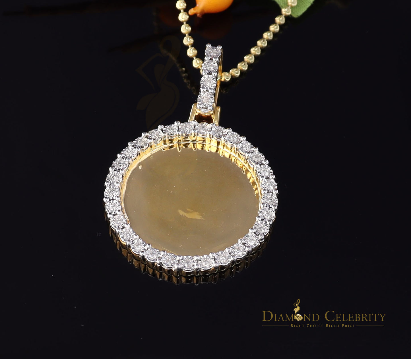DiamondCelebritees Real 0.66ct Diamond Sterling Silver 1.25" PICTURE Charm Fashion Yellow Pendant