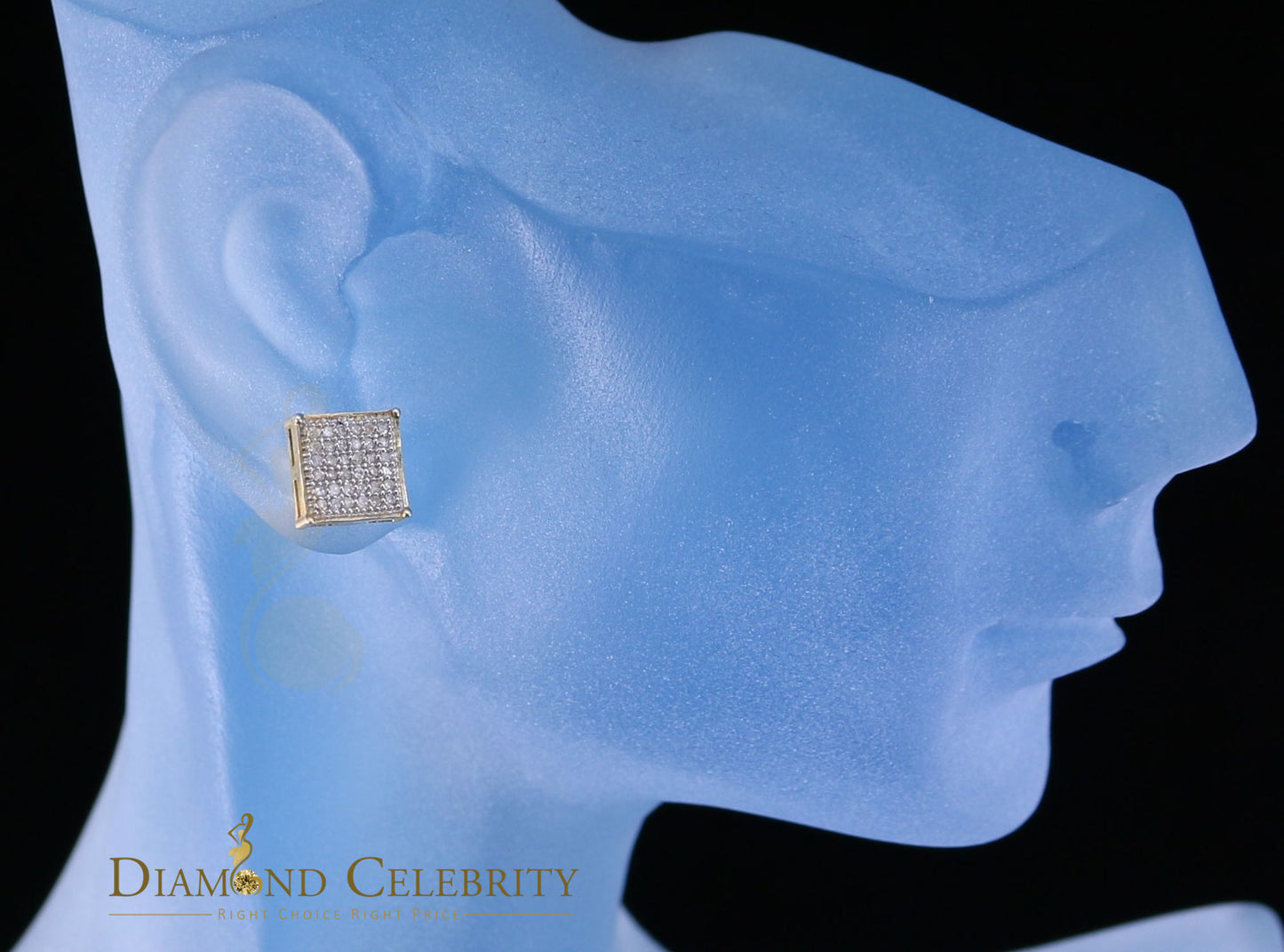 DiamondCelebritees 0.25ct Diamond 925 Sterling Silver Yellow For Men's / Women's Square Earrings