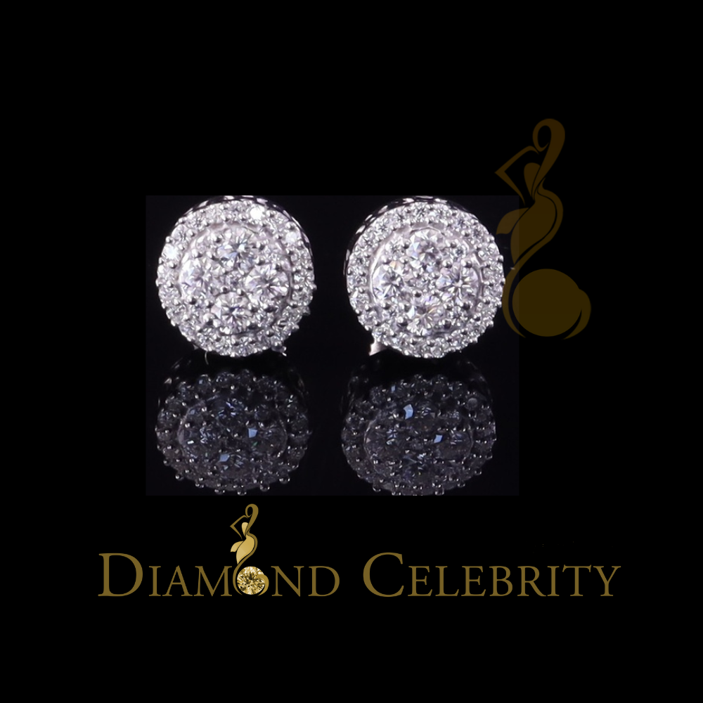 Diamondcelebritees 0.50ct VVS 'D' Moissanite Round Men's/Womens 925 Silver White Stud Earrings