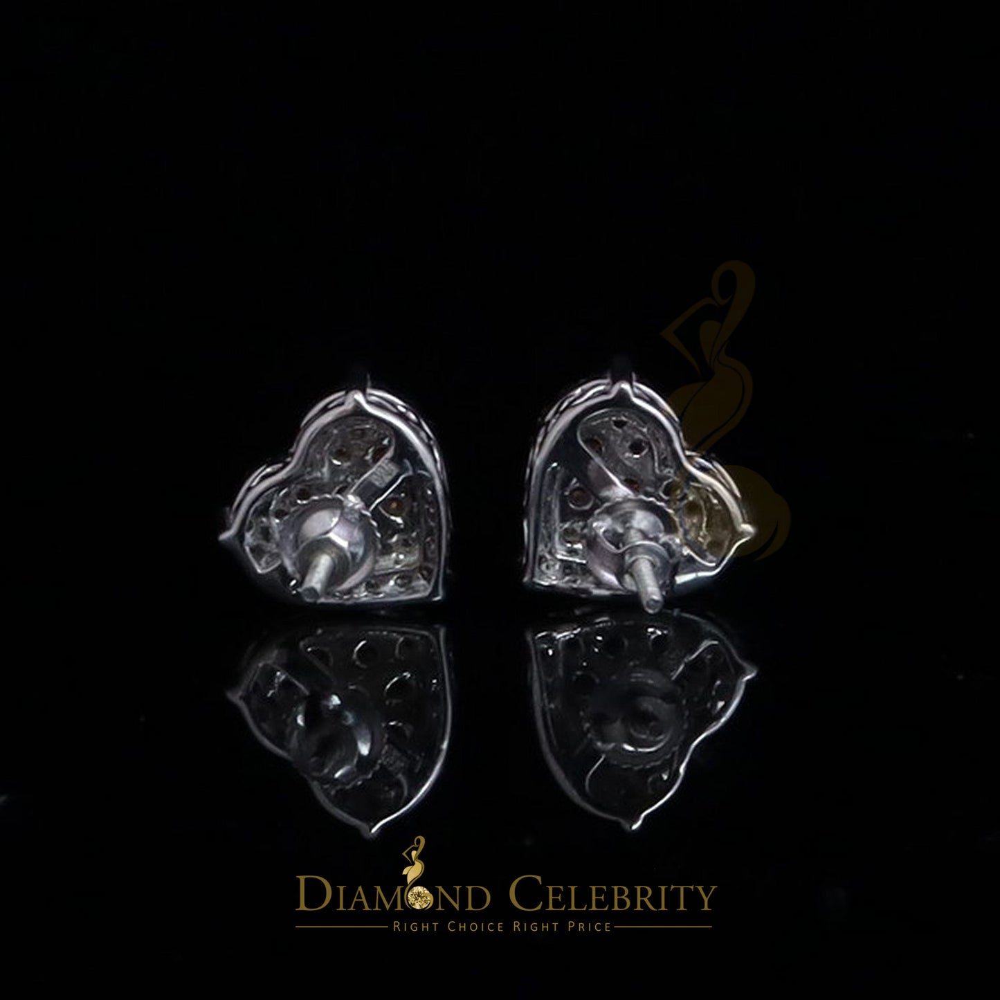 Diamondcelebritees Men's/Women's 925 Silver White 1.00ct VVS 'D' Pink Moissanite 3D Heart Earrings