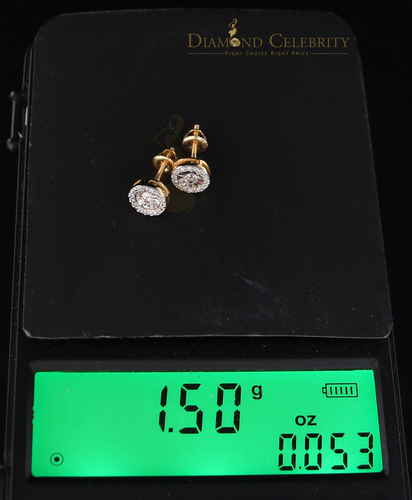 DiamondCelebritees10K Real Yellow Gold with 0.25CT Real Diamond Men's/Women's Stud Earring