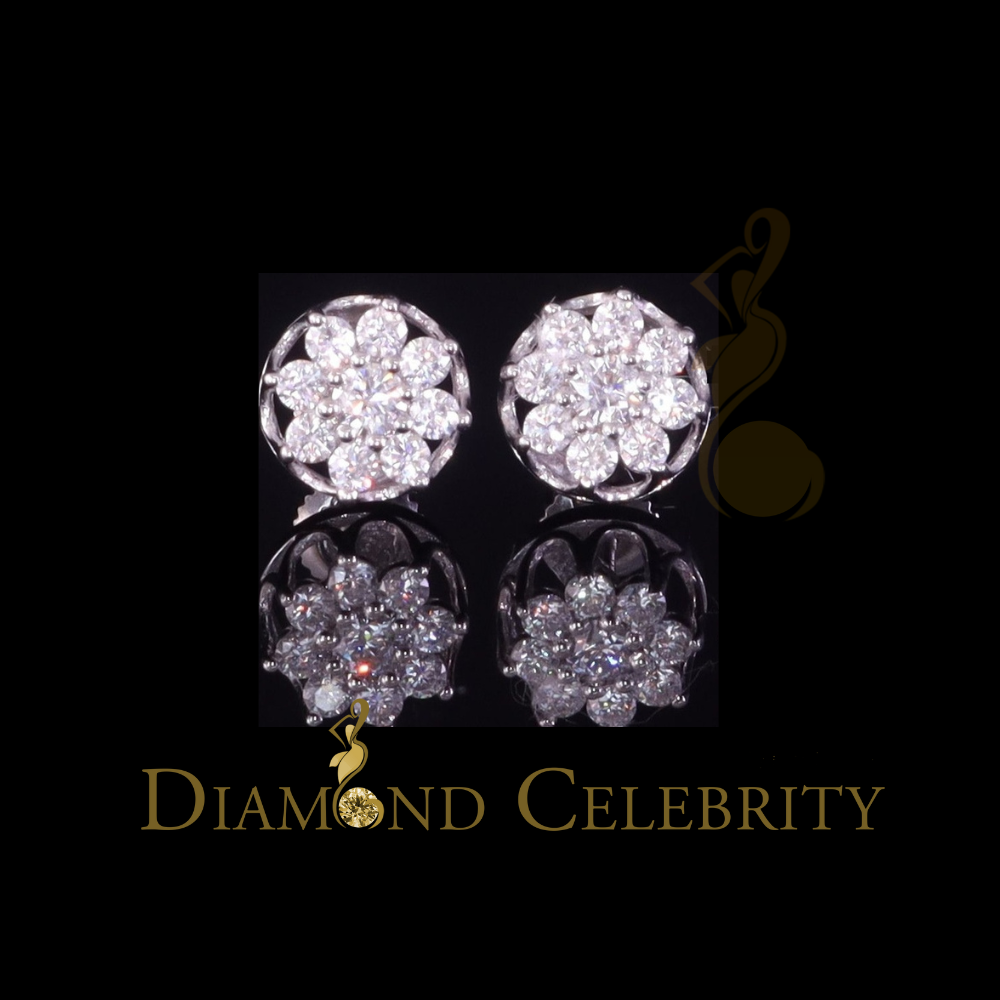 Diamondcelebritees 925 Silver White 0.50ct VVS 'D' Moissanite Round Stud Earrings Men's/Womens