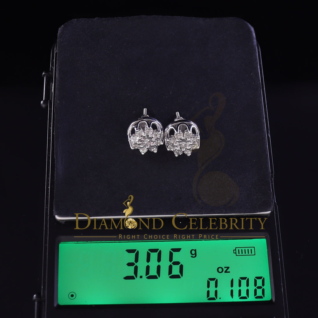 DiamondCelebritees White 925 Sterling Silver 0.10ct Diamond For Men's & Women's Floral Earrings