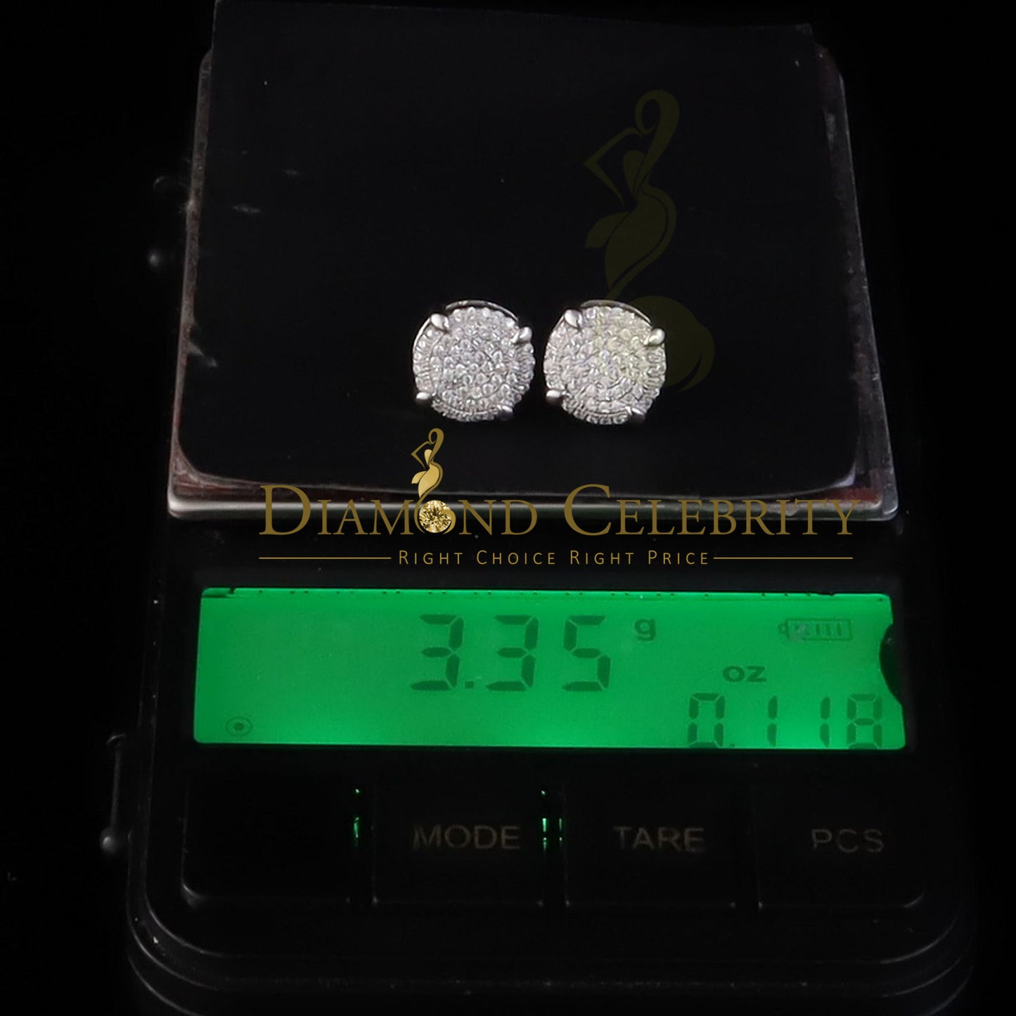 DiamondCelebritees 925 White Sterling Silver 1.06ct Cubic Zirconia Round Women's Stud Earrings