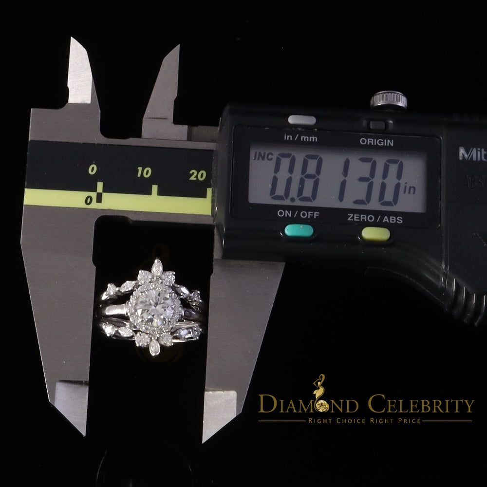 DiamondCelebritees 925 White Silver Solitaire Enhancer 1.66ct Moissanite Guard Wrap Ring Insert SZ7