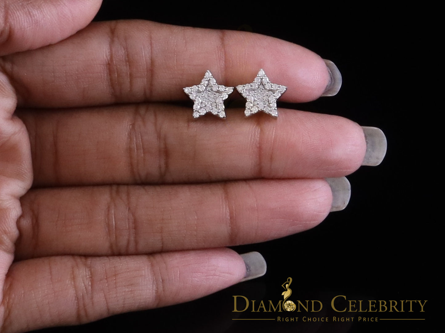 Diamondcelebritees 925 White Silver 0.66ct VVS 'D' Moissanite Star Stud Earring Men's/Womens