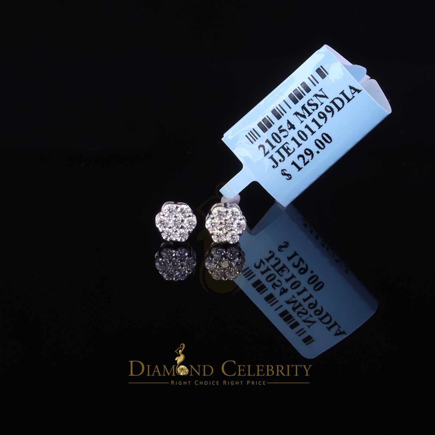 Diamondcelebritees Men's/Womens 925 Silver White 0.25ct VVS 'D' Moissanite Floral Stud Earrings