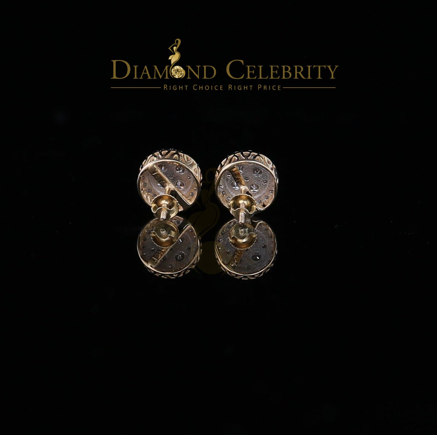 DiamondCelebritees Real Diamond 1.25CT 10K Real Yellow Gold Men's/Women's Stud Round Earring