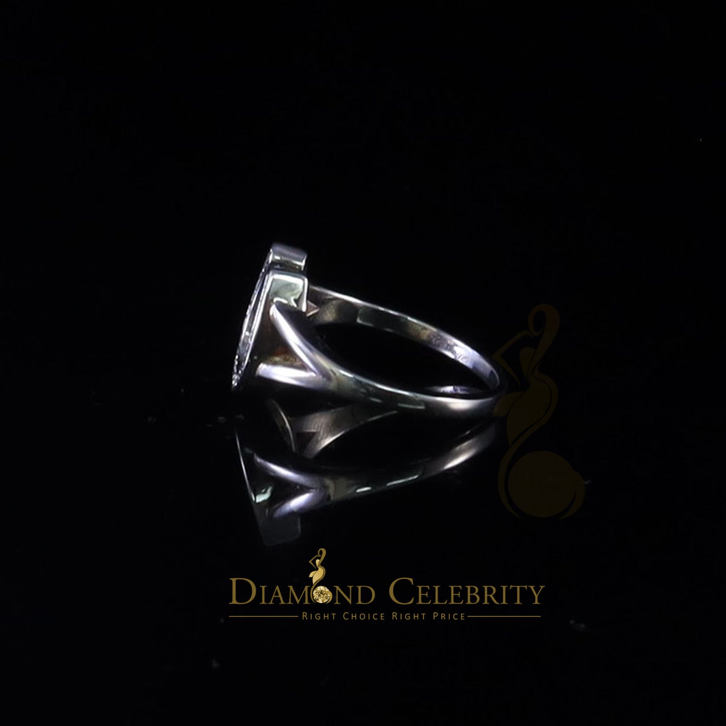 DiamondCelebritees Sterling 0.25ct Cubic Zirconia White Silver Horseshoe Womens / Men's Ring Size 8