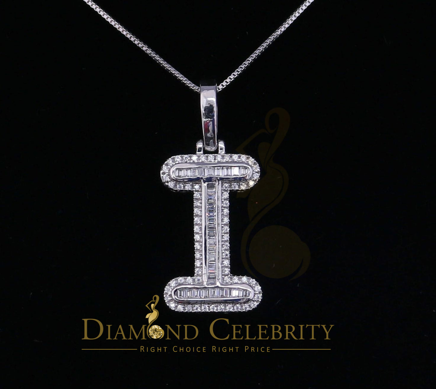 DiamondCelebritees White Bugutte Initial All Alphabet Sterling Silver Pendant with Cubic Zirconia