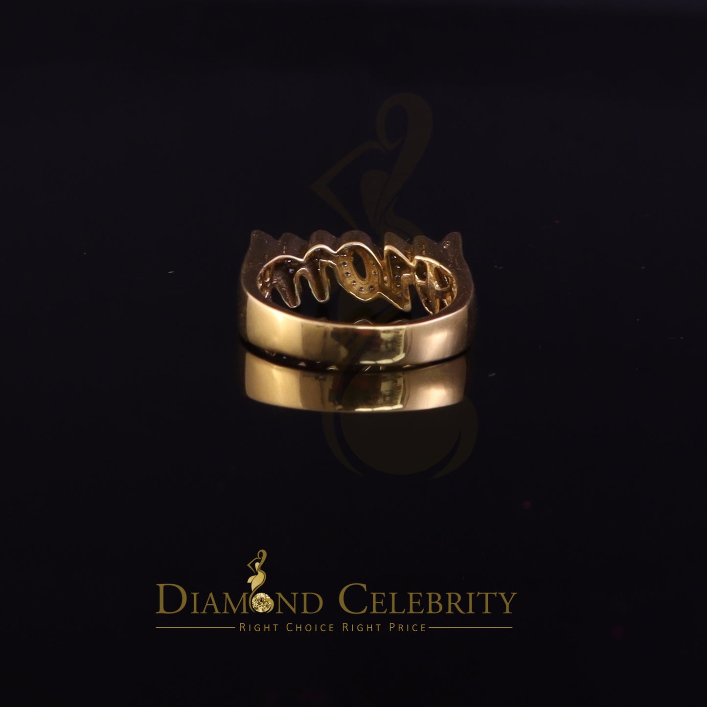 DiamondCelebritees 925 Yellow Silver 0.52ct Cubic Zirconia "MOM" Ring Size 7 Offer @ Mother's Day