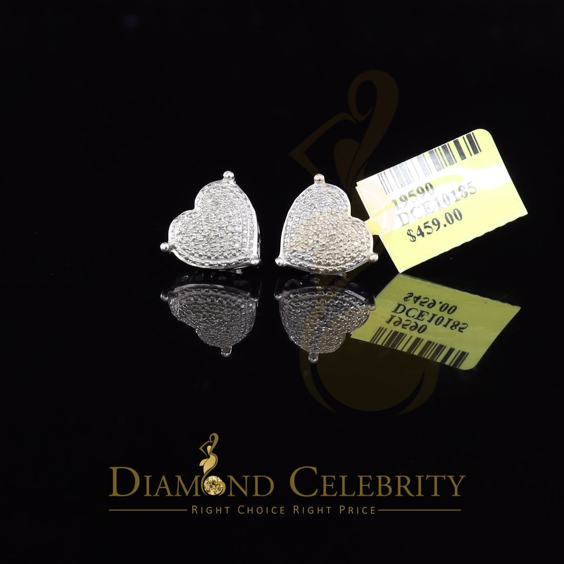 DiamondCelebritees Style Heart 925 White Silver 0.25ct Diamond Women's & Men's Fashion Earrings