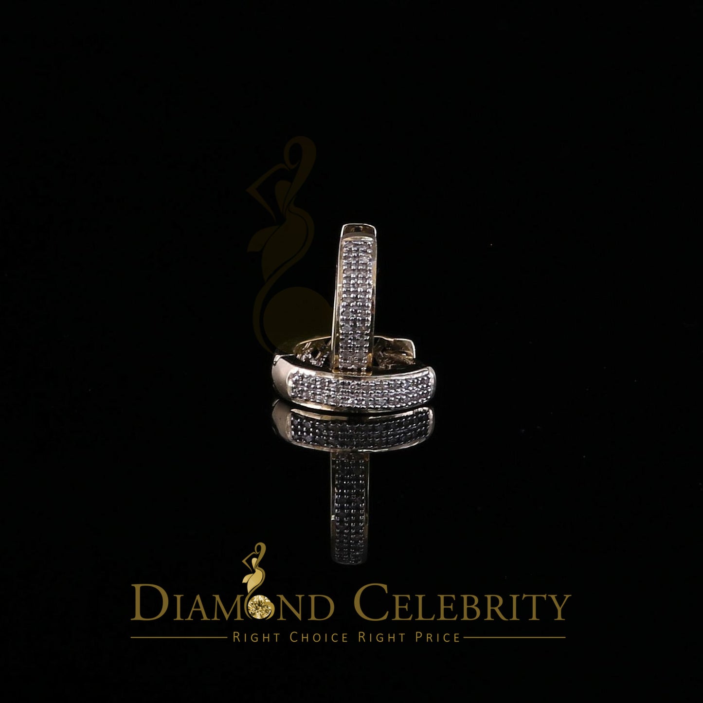 DiamondCelebritees 0.15ct Diamond 925 Sterling Silver Yellow Hoop Stud Earrings For Men's / Women's