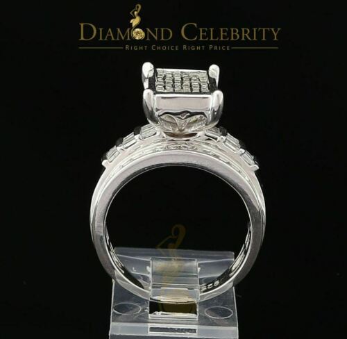 DiamondCelebritees 925 Sterling Silver with 1.00ct Real Diamond Womens Engagement White Ring SZ 7.5