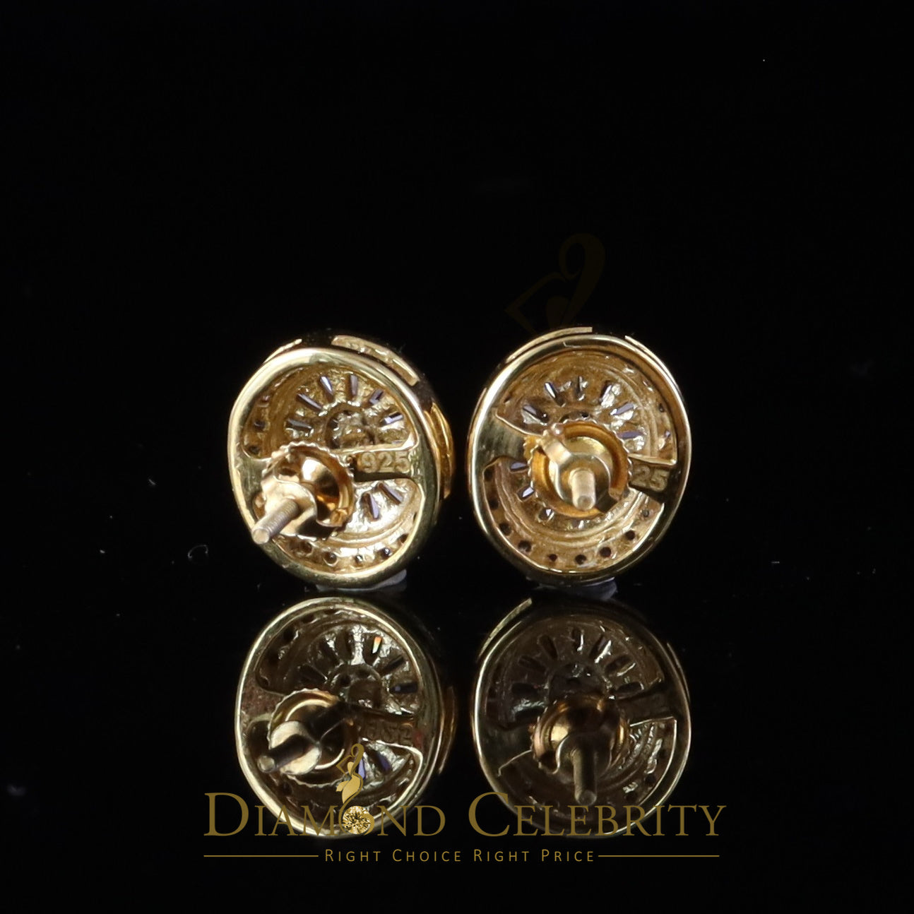 DiamondCelebritees 925 Yellow Silver 1.00ct VVS 'D' Moissanite Oval Stud Earring Men's/Womens