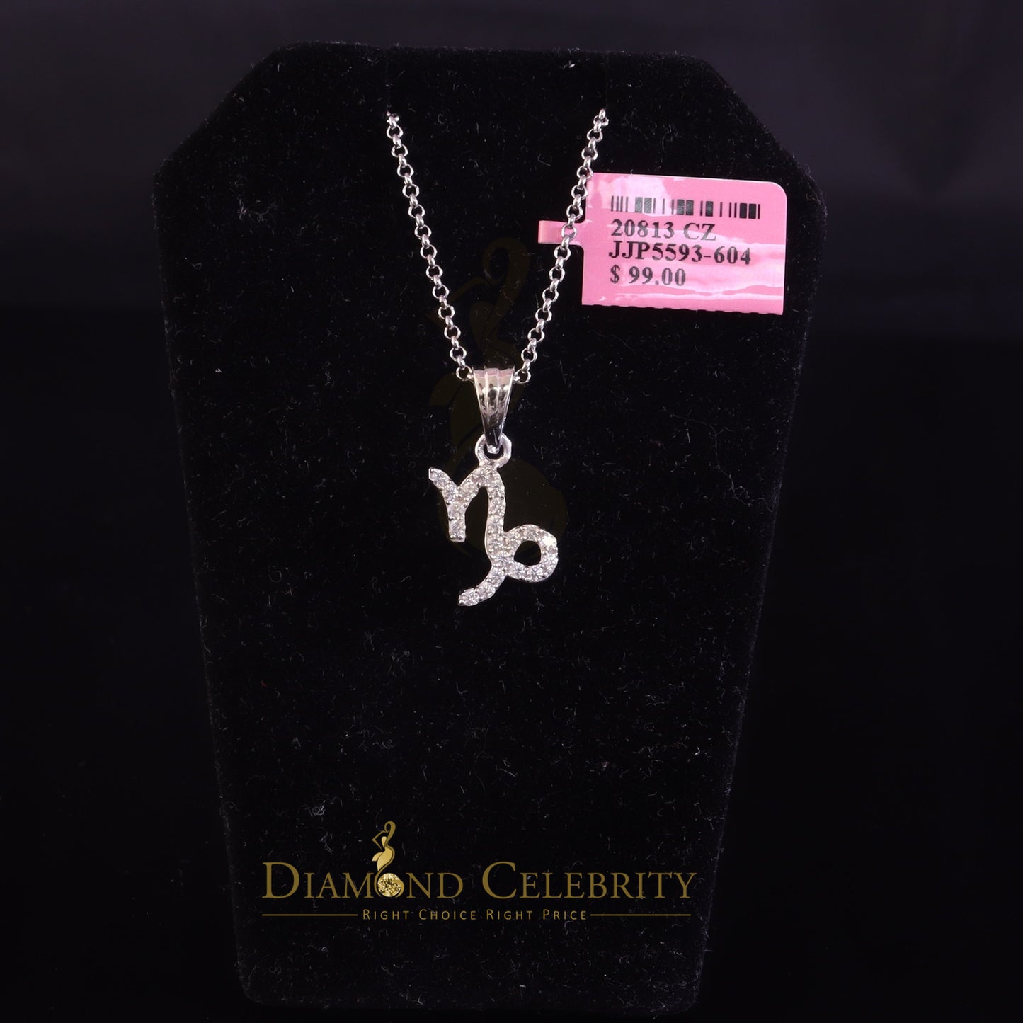 DiamondCelebritees 0.50ct Cubic Zirconia White Silver CAPRICORN JANUARY Month Pendant Men & Women