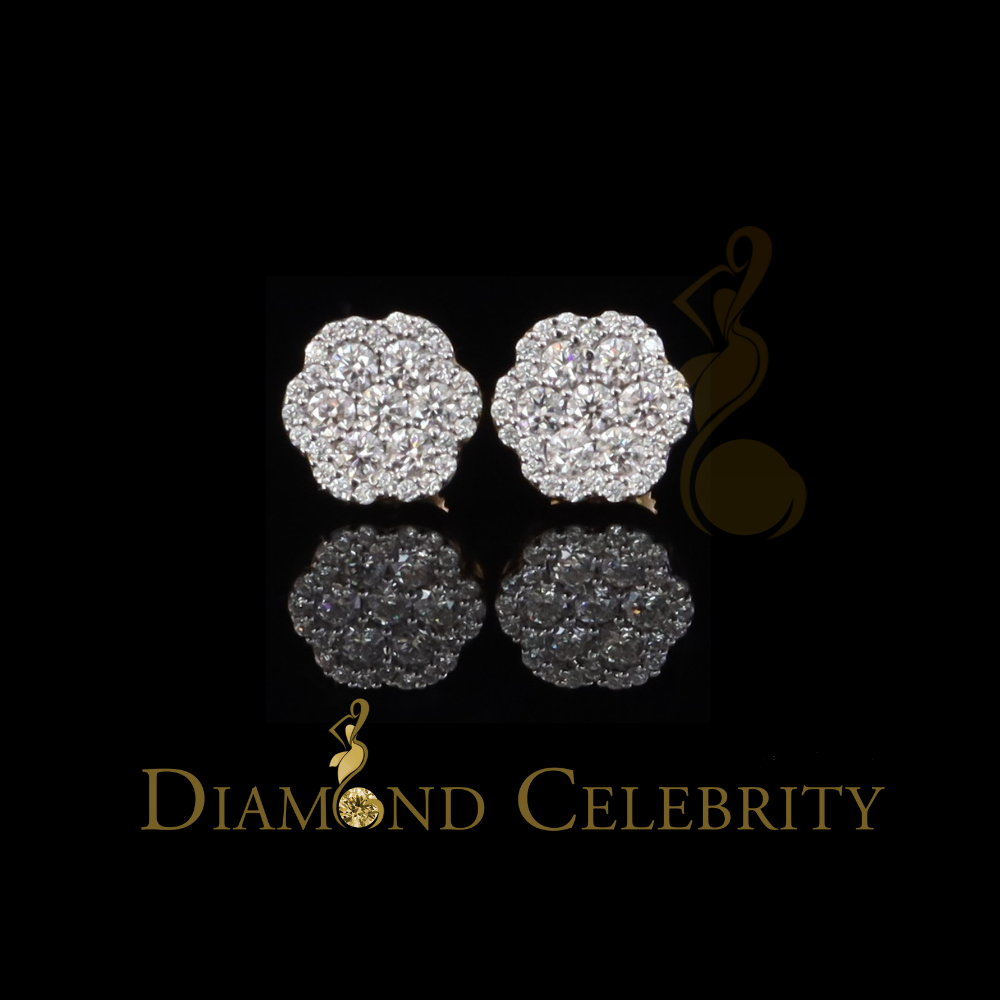 DiamondCelebritees 925 Yellow Silver 0.66ct VVS 'D' Moissanite Floral Stud Earring Men's/Womens