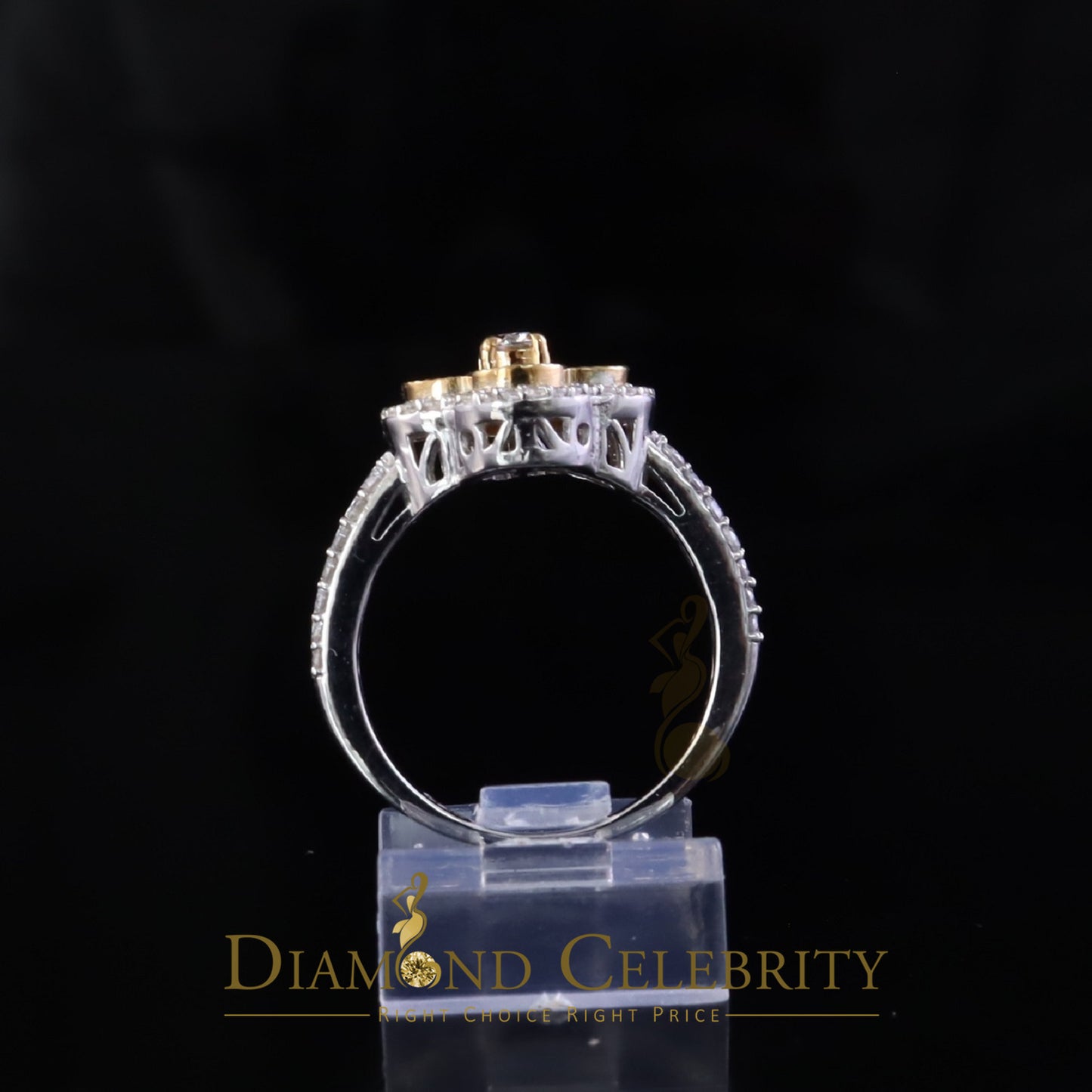 DiamondCelebritees 1.25ct VVS D Silver Moissanite Clover Shape Women's 925 Silver White Ring Size 7