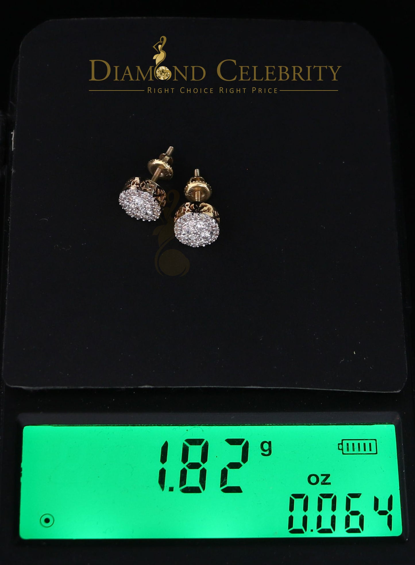DiamondCelebritees Men's/Women's 10K Real Yellow Gold Real Diamond 0.50CT Stud Round Earring