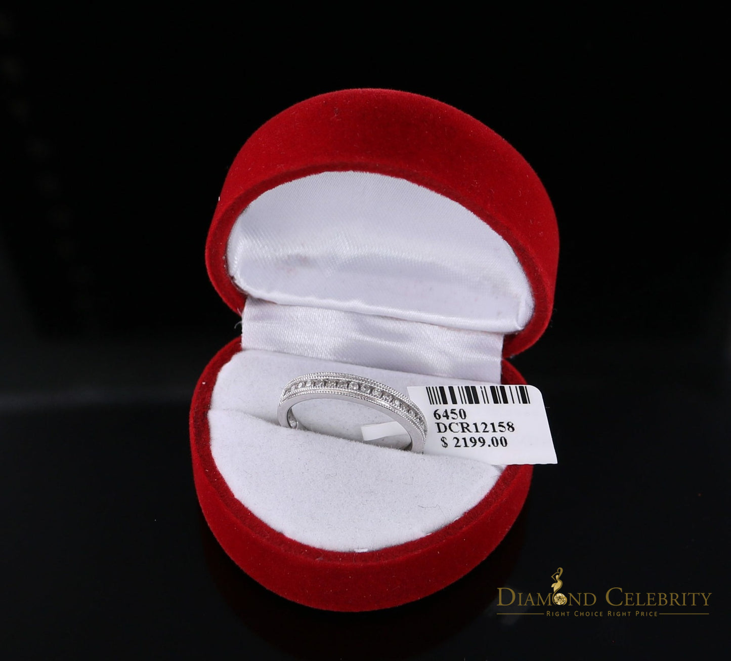 DiamondCelebritees Real 14kt White Gold with 0.20 CT Real Diamond Band Round Shape Ring Size 7