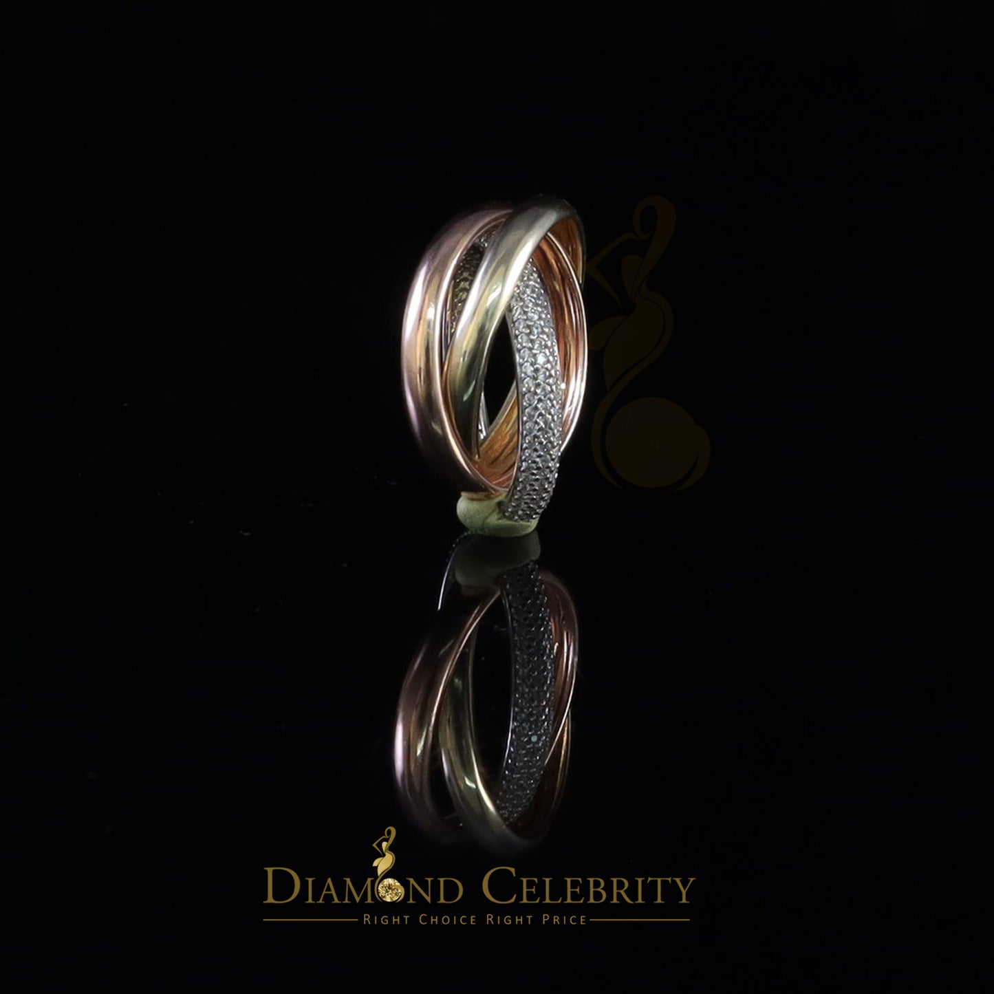 DiamondCelebritees 925 Silver And Cubic Zirconia White Round Shape With Women'sTrinity Ring Size 8