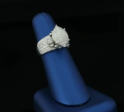 DiamondCelebritees Diamond 0.20CT 925 Sterling White Silver Engagement Cocktail Womens Ring Size 7