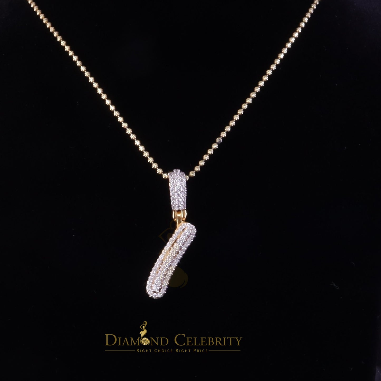 DiamondCelebritees Yellow Cursive 3D Alphabet Shape 925 Sterling Silver Cubic Zirconia Pendant