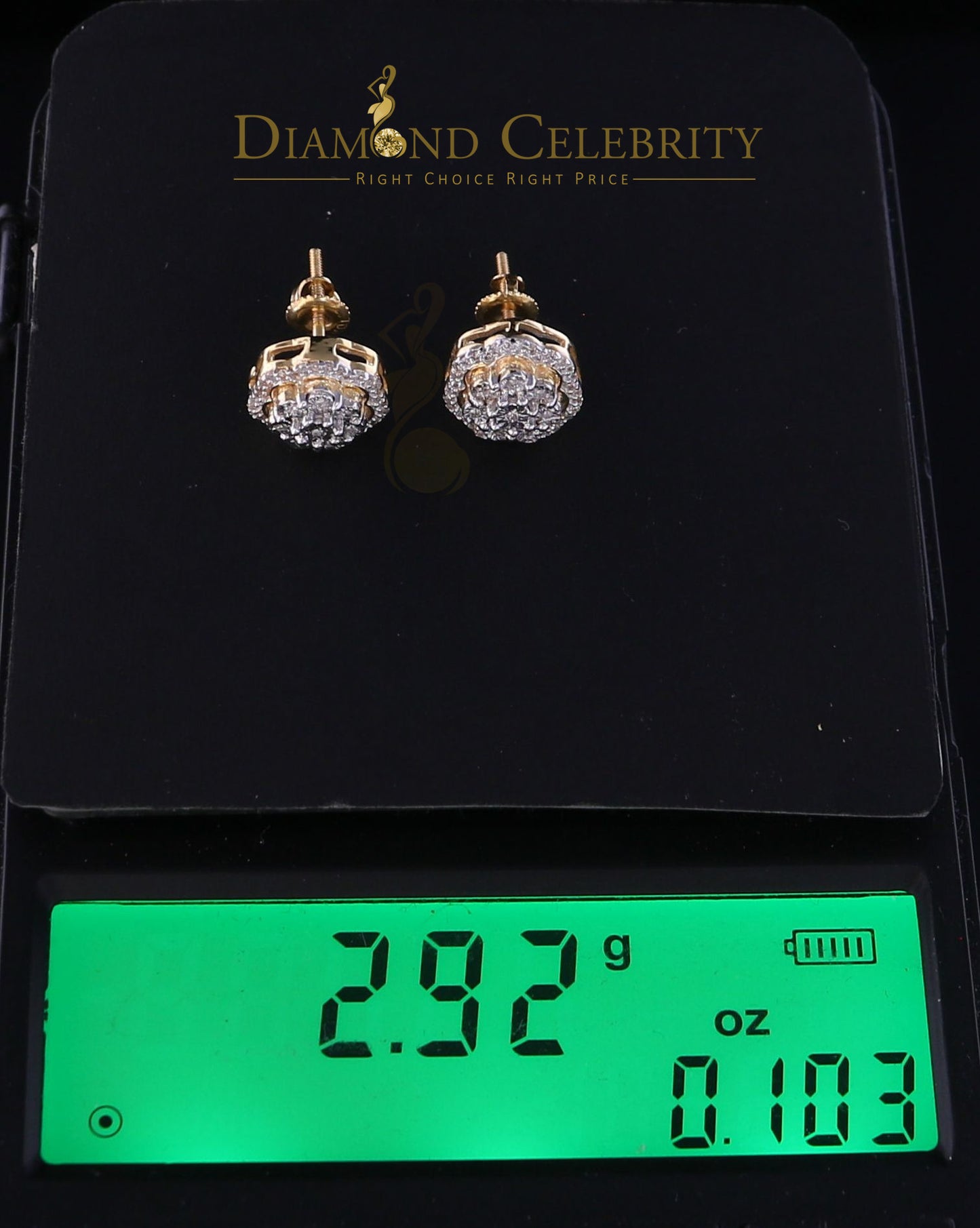 DiamondCelebritees10K Real Yellow Gold Real Diamond 0.25CT Men's/Women's Stud Micro Earring
