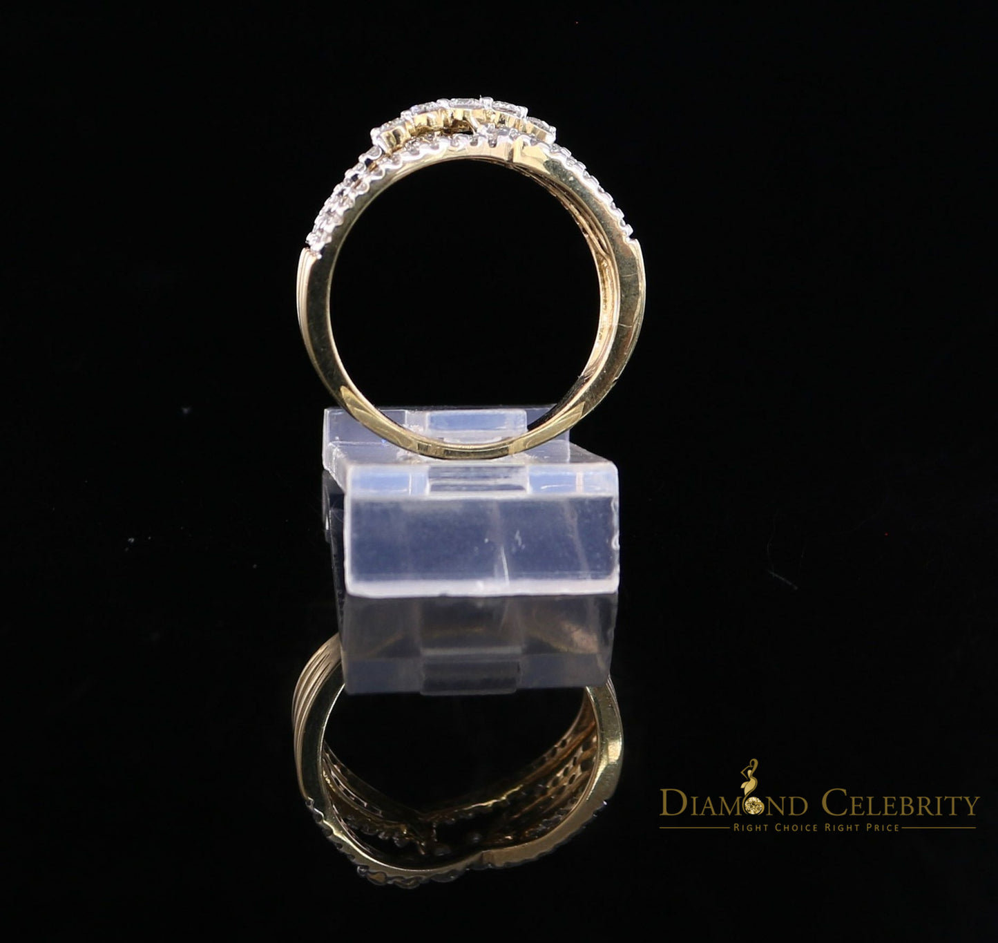 DiamondCelebritees Real 10kt Yellow Gold with 0.50CT Real Diamond Flower Style Womens Ring Size 7