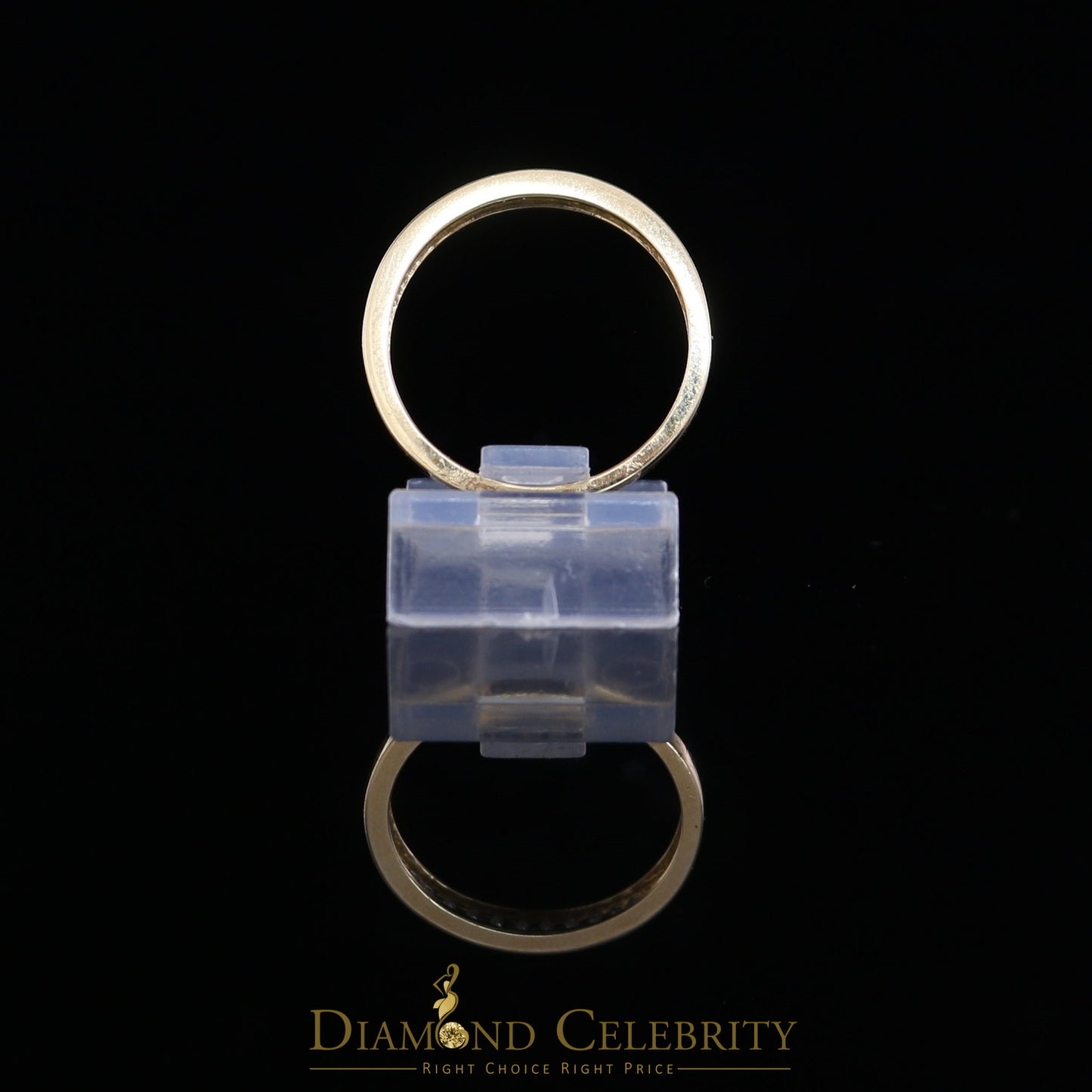 DiamondCelebritees Real 14 Kt Yellow Gold and 0.10CT Real Diamond Ring Band Round Shape Ring Size 7