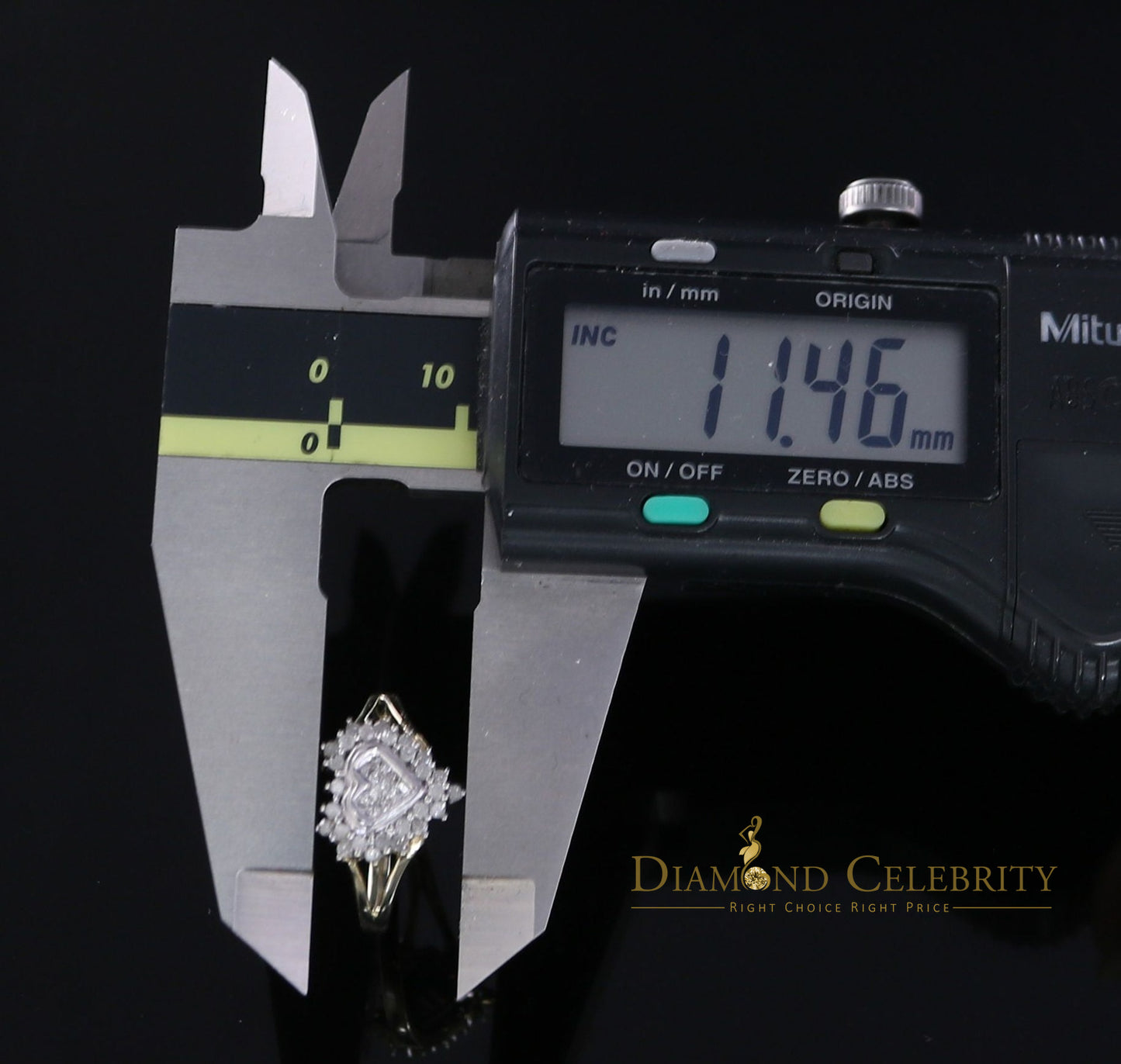 DiamondCelebritees Yellow Real 10 KTGold with 0.33 CT Real Diamond Heart Shape Womens Ring SZ 6.5