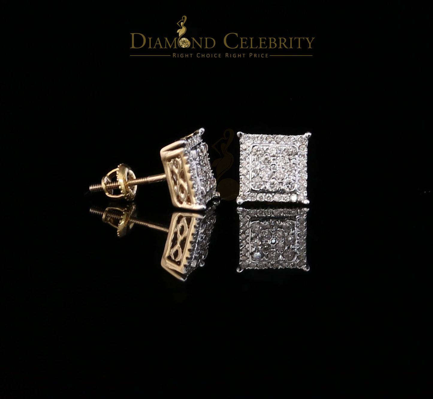 DiamondCelebritees10K Real Yellow Gold with 0.55CT Real Diamond Men's/Women's Stud Earrings