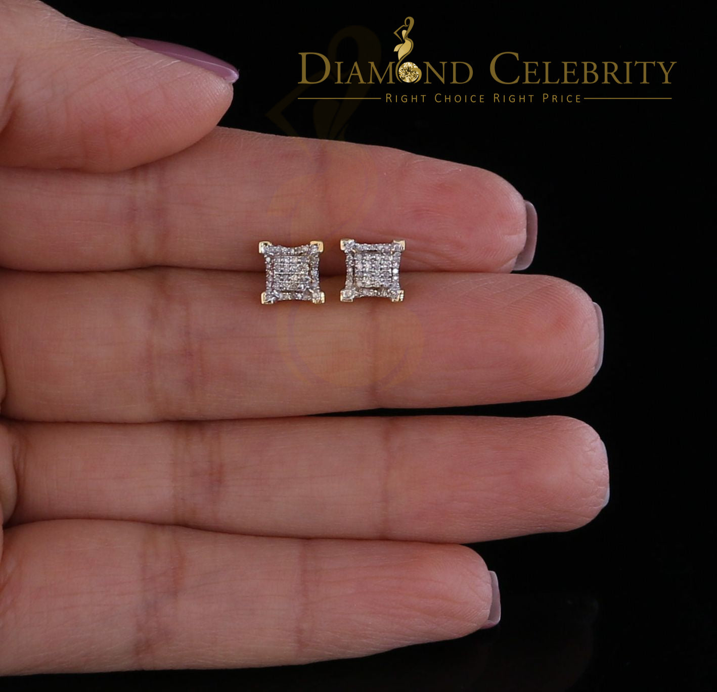 DiamondCelebritees10K Real Yellow Gold Real Diamond 0.20CT Men's/Women's Stud Micro Earring