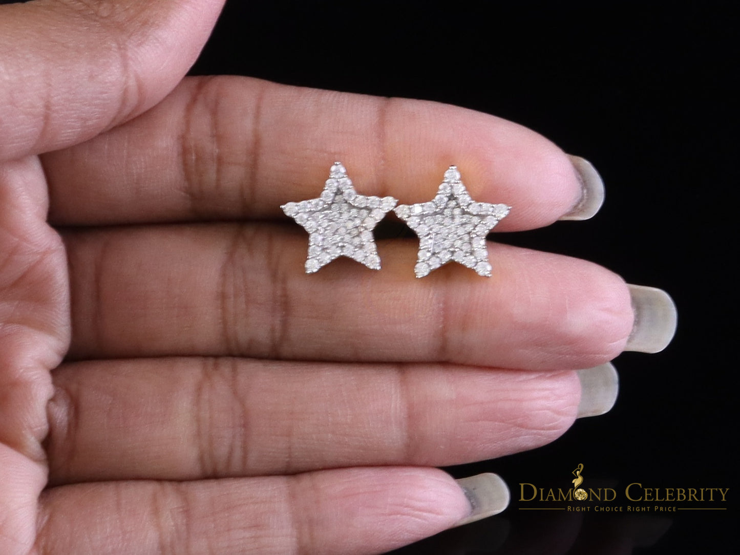 DiamondCelebritees 925 Yellow Silver 1.00ct VVS 'D' Moissanite Star Stud Earring Men's/Womens